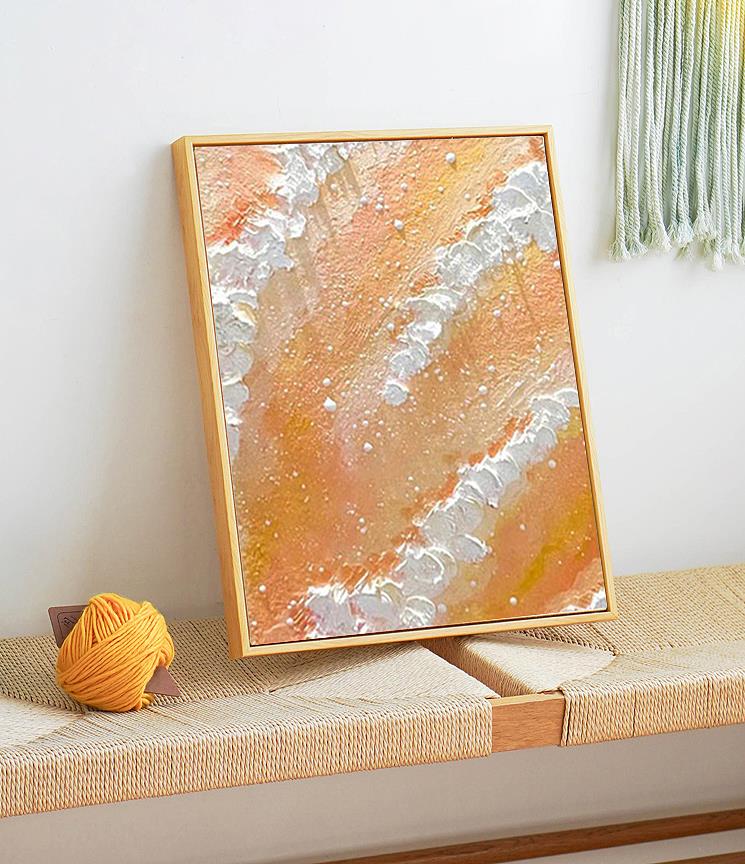 Cuadro minimalista Ola de playa naranja abstracta 22 Pintura al óleo